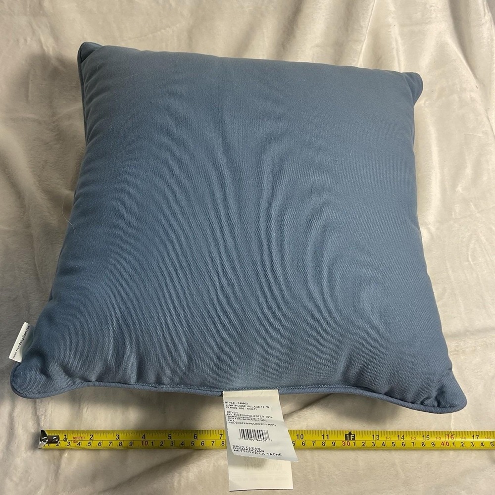 VTG Nautical Sailboat Lighthouse Pillow Coastal Blue 17" × 17" Beach Tapestry - Picture 5 of 7